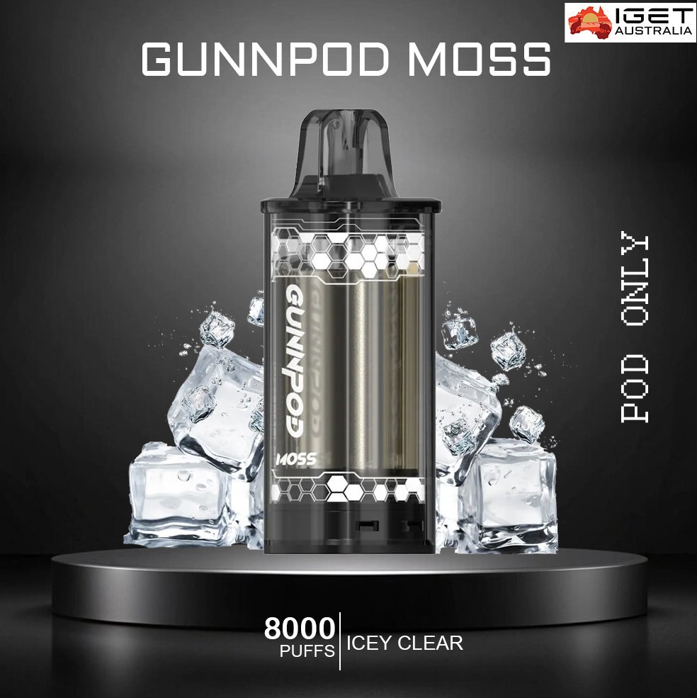 GUNNPOD MOSS – ICY CLEAR – 8000 PUFFS – POD ONLY