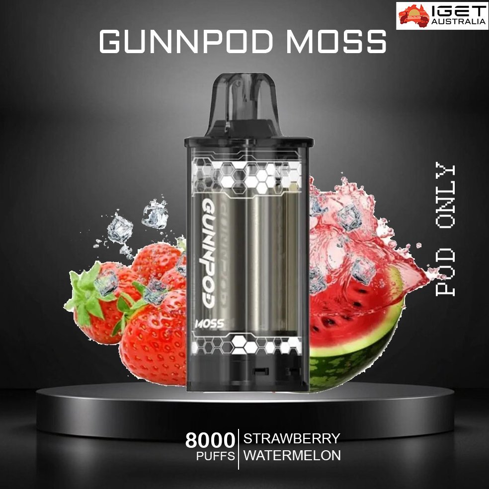 GUNNPOD MOSS – STRAWBERRY WATERMELON ICE – 8000 PUFFS – POD ONLY